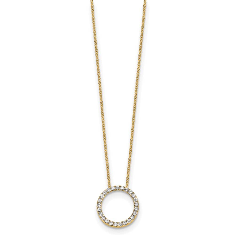 14K Yellow Gold 1/2 ct Lab Grown Diamond Pendant 18 inch Necklace