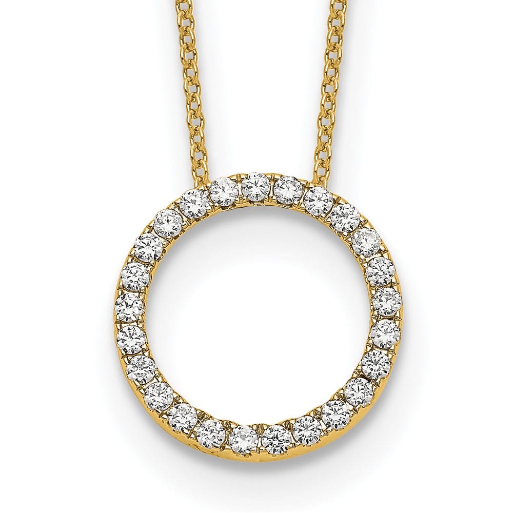 14K Yellow Gold 1/2 ct Lab Grown Diamond Pendant 18 inch Necklace