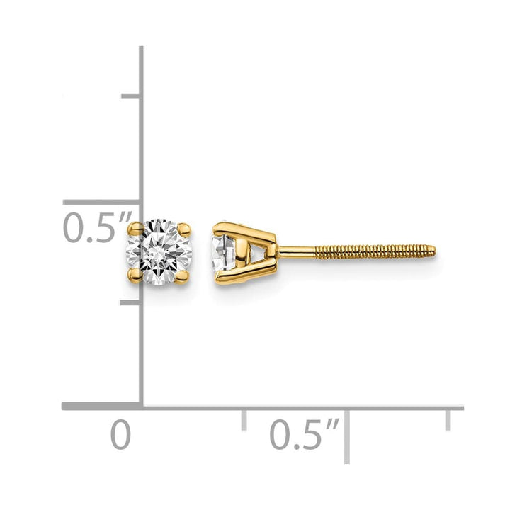 14K Yellow Gold 1/2 ct SI3 G-I Diamond Screw Back Stud Earrings