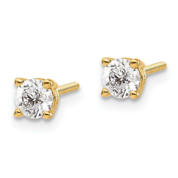 14K Yellow Gold 1/2 ct SI3 G-I Diamond Screw Back Stud Earrings