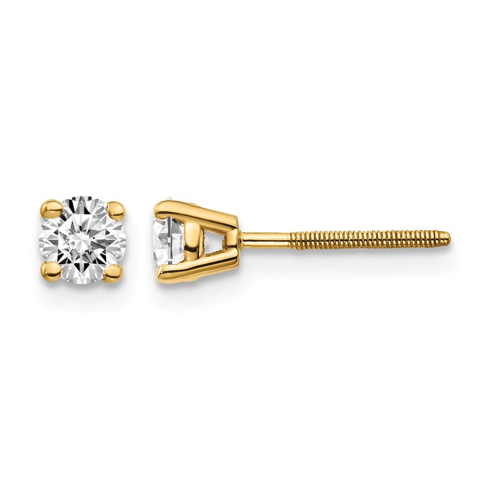 14K Yellow Gold 1/2 ct SI3 G-I Diamond Screw Back Stud Earrings