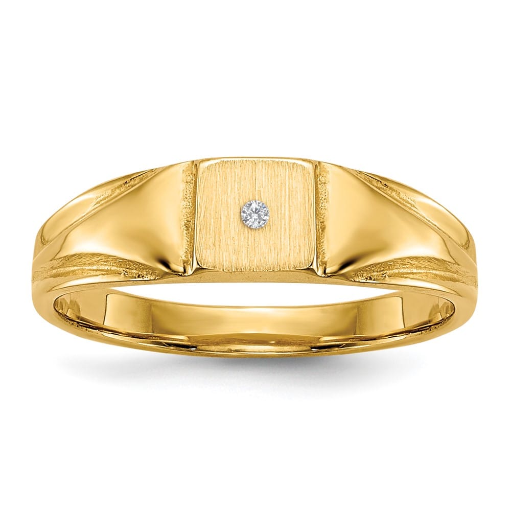 14k Yellow Gold 1/2 Point AA Diamond 4.5x4.5mm Closed Back Square Ring