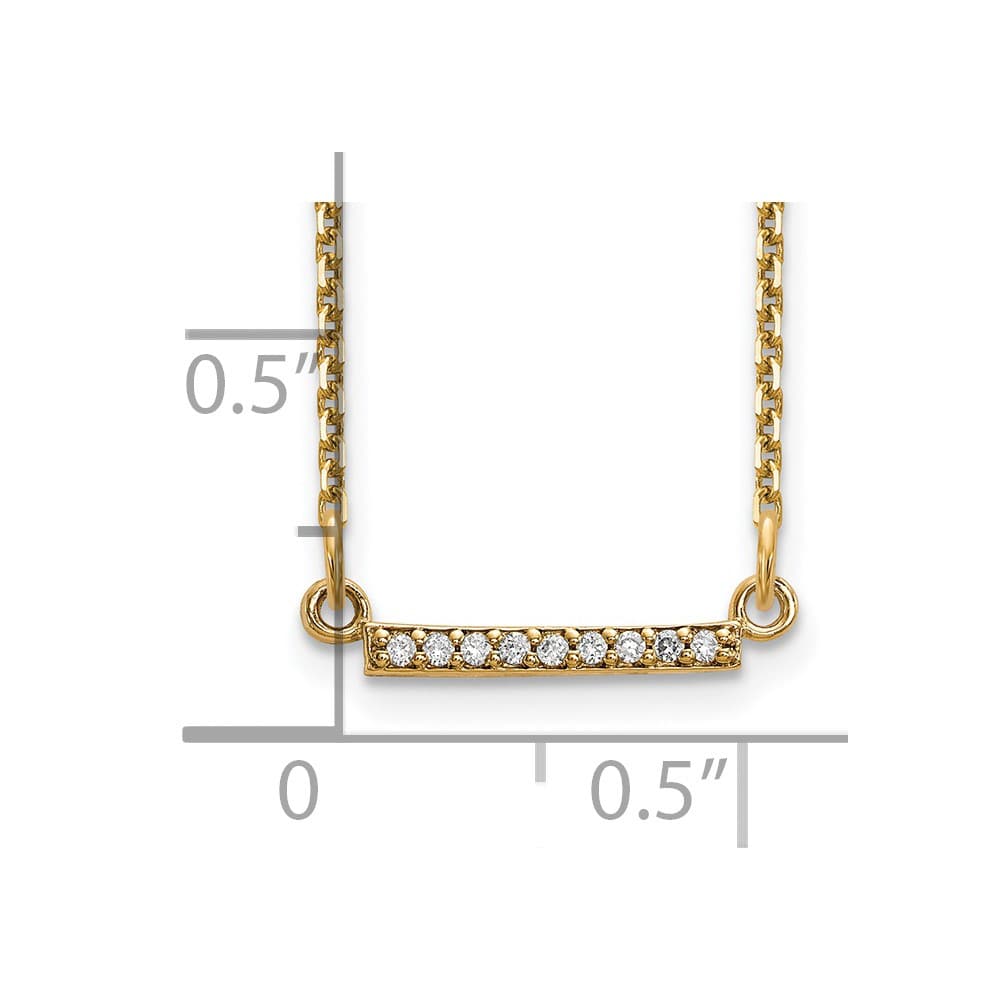 14K Yellow Gold 1/20 carat A Diamond Tiny Bar 18 inch Necklace