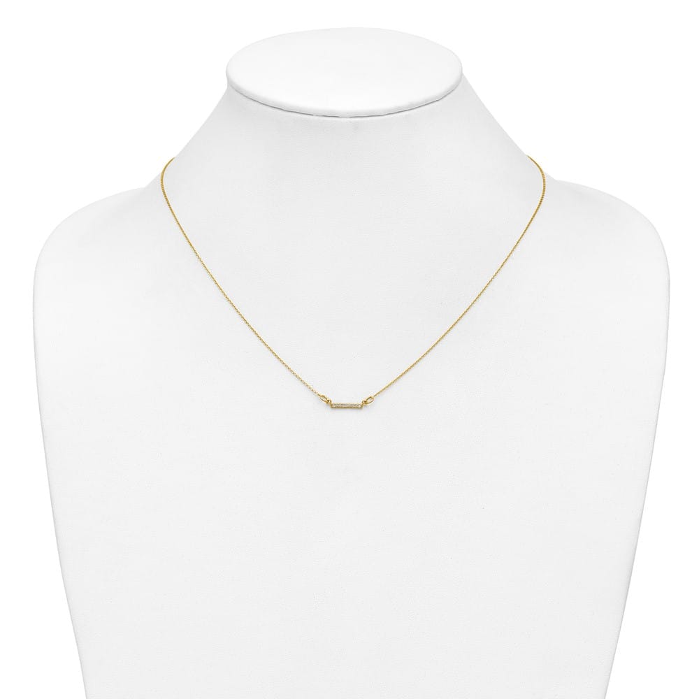 14K Yellow Gold 1/20 carat A Diamond Tiny Bar 18 inch Necklace