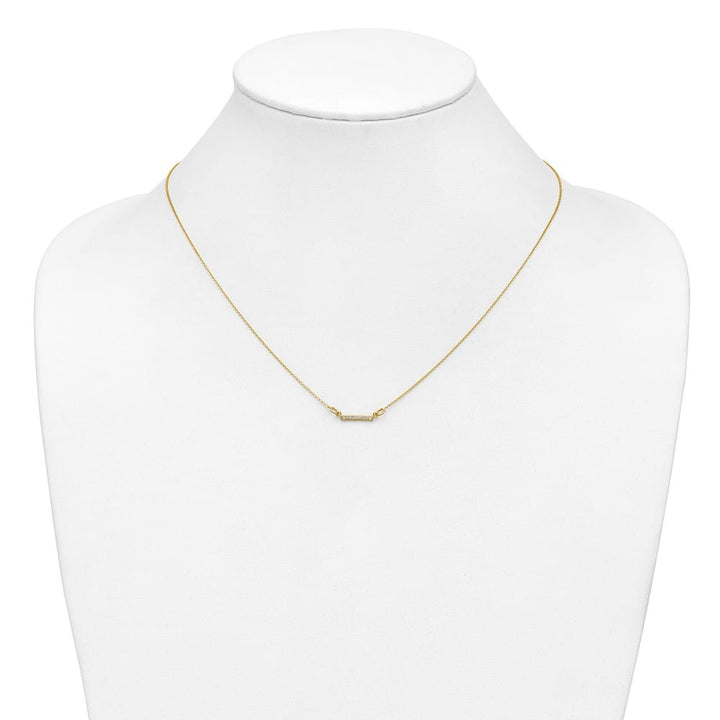 14K Yellow Gold 1/20 carat A Diamond Tiny Bar 18 inch Necklace