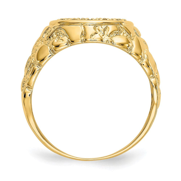 14k Yellow Gold 1/20 Carat Diamond Horseshoe Nugget Men's Ring