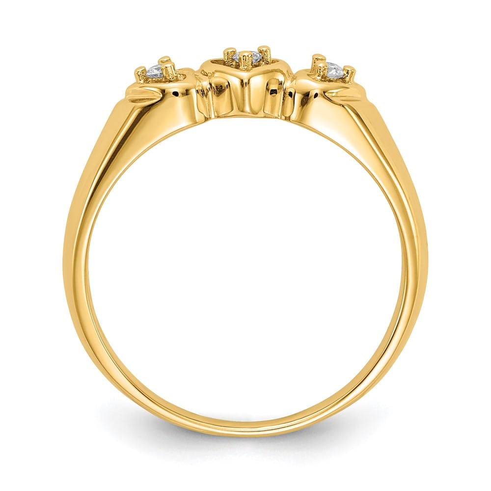14k Yellow Gold 1/20 Carat SI2/SI3 Diamond Triple Heart Ring