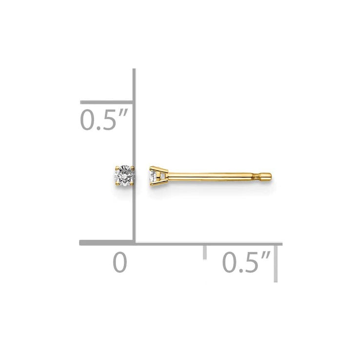 14K Yellow Gold 1/20 ct I1 J-K Diamond Push Back Stud Earrings