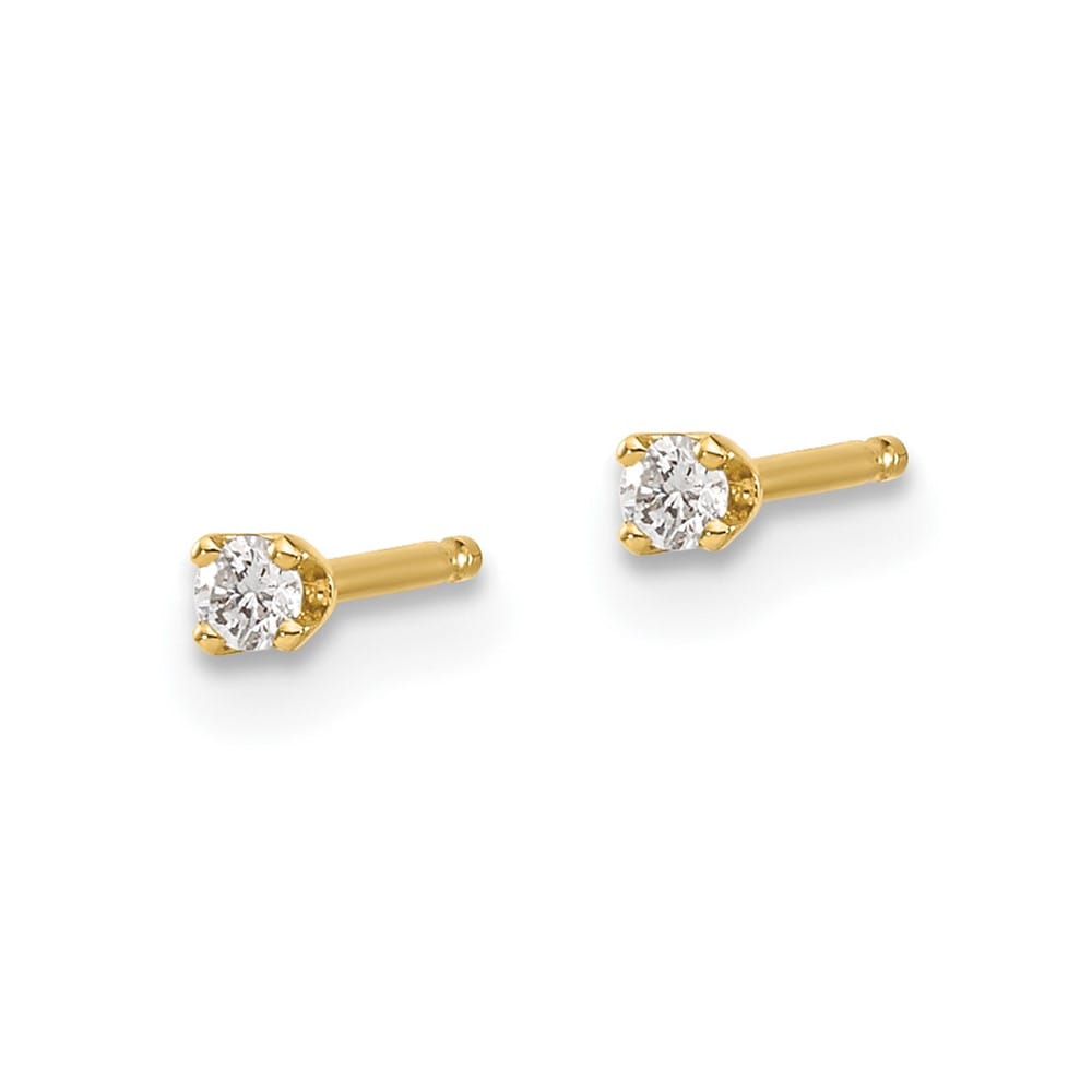 14K Yellow Gold 1/20 ct I1 J-K Diamond Push Back Stud Earrings