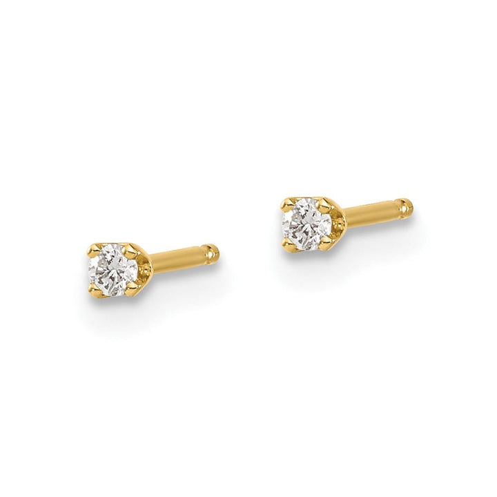 14K Yellow Gold 1/20 ct I1 J-K Diamond Push Back Stud Earrings