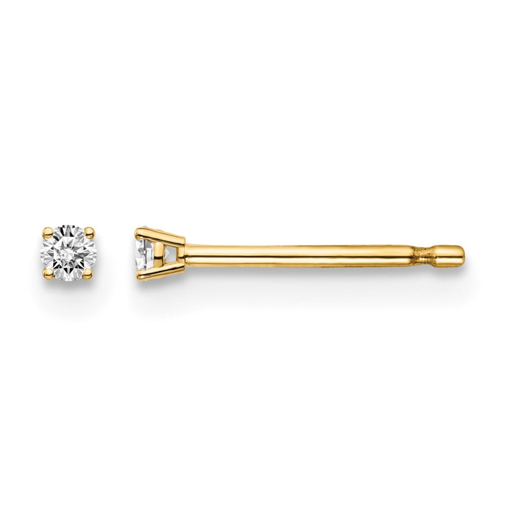 14K Yellow Gold 1/20 ct I1 J-K Diamond Push Back Stud Earrings