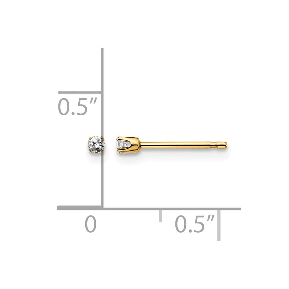 14K Yellow Gold 1/20 ct I2 K-L Diamond Push Back Stud Earrings