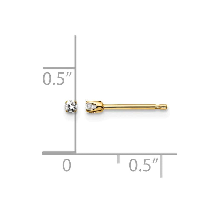 14K Yellow Gold 1/20 ct I2 K-L Diamond Push Back Stud Earrings