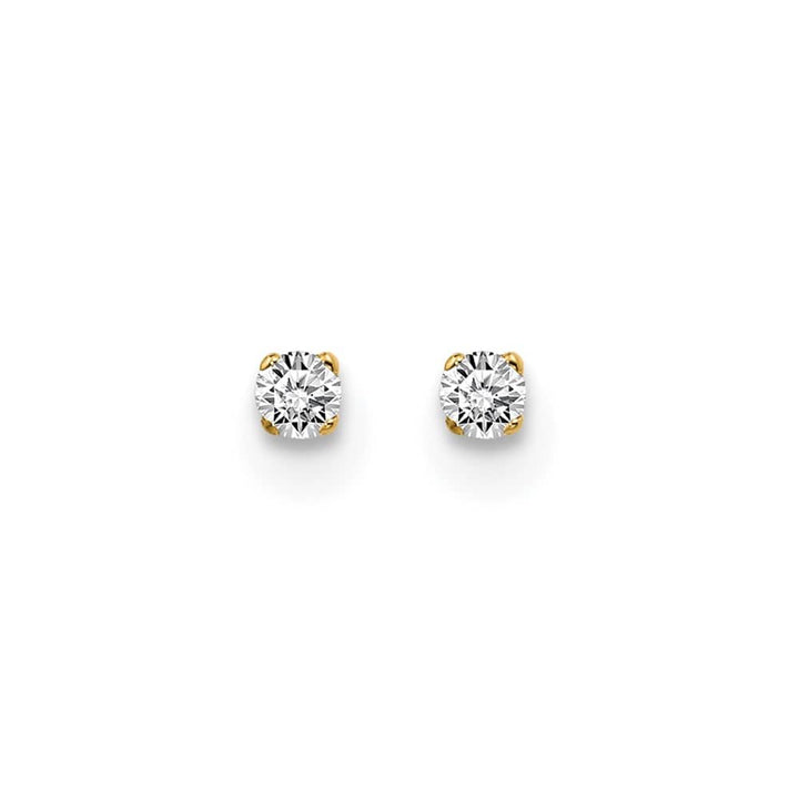 14K Yellow Gold 1/20 ct I2 K-L Diamond Push Back Stud Earrings