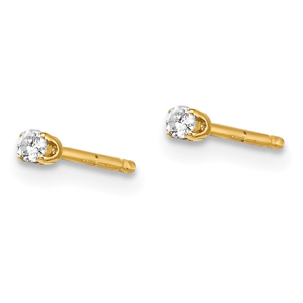 14K Yellow Gold 1/20 ct I2 K-L Diamond Push Back Stud Earrings