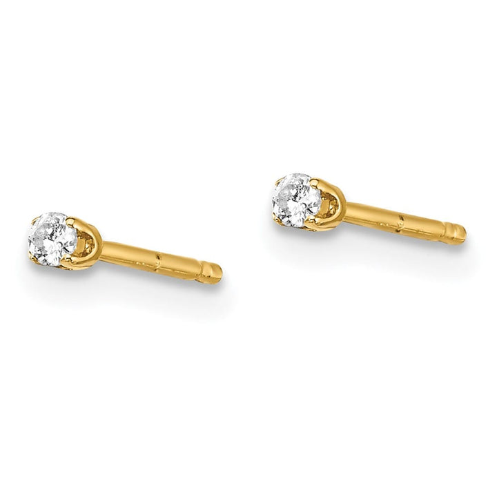 14K Yellow Gold 1/20 ct I2 K-L Diamond Push Back Stud Earrings