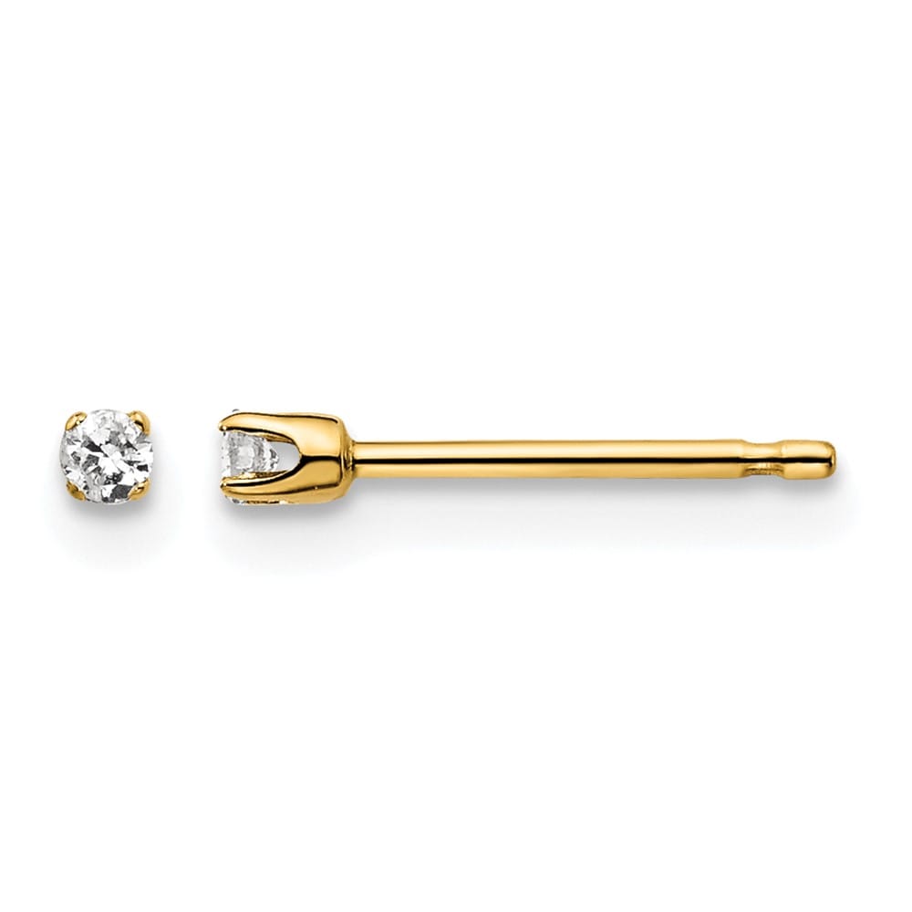 14K Yellow Gold 1/20 ct I2 K-L Diamond Push Back Stud Earrings