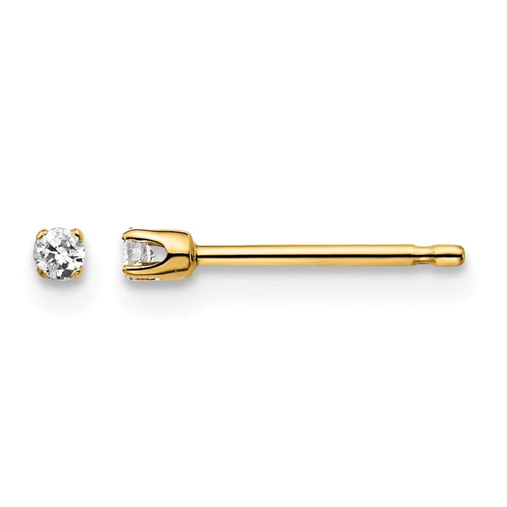 14K Yellow Gold 1/20 ct I2 K-L Diamond Push Back Stud Earrings