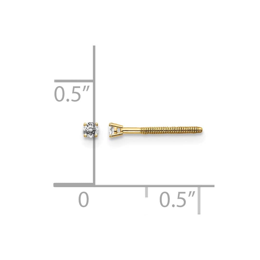 14K Yellow Gold 1/20 ct SI3 G-I Diamond Screw Back Stud Earrings