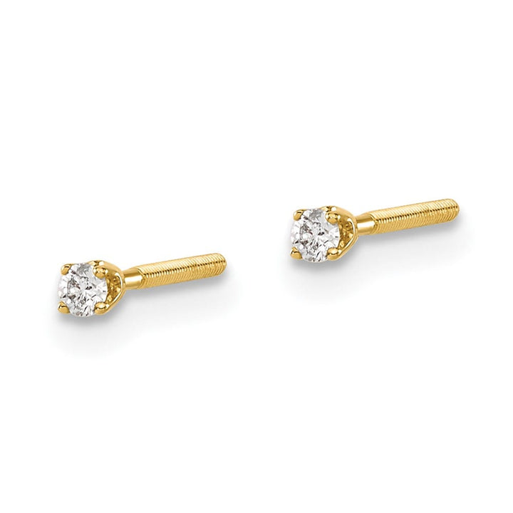 14K Yellow Gold 1/20 ct SI3 G-I Diamond Screw Back Stud Earrings
