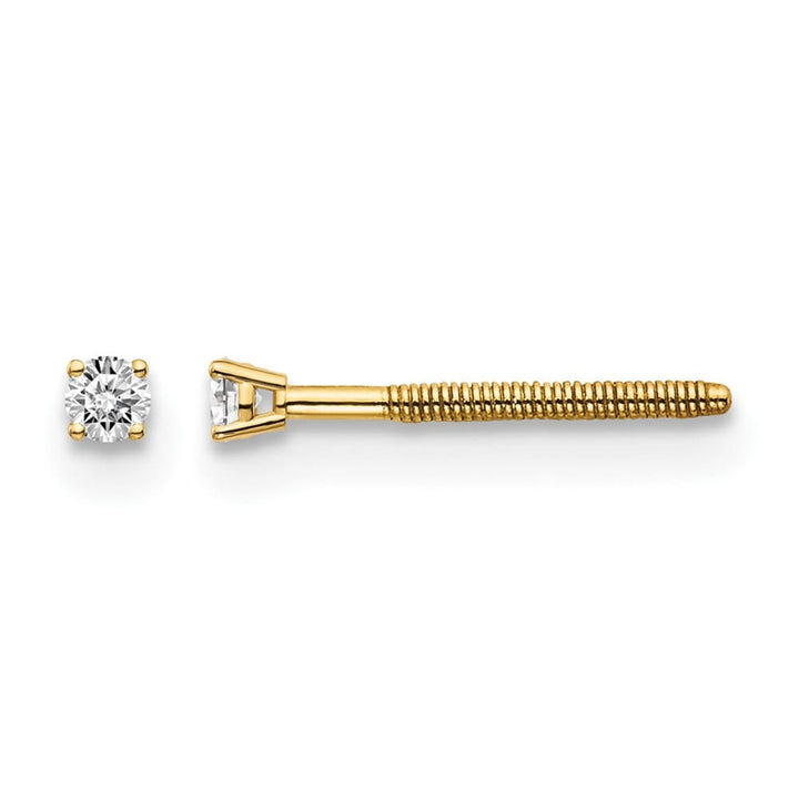 14K Yellow Gold 1/20 ct SI3 G-I Diamond Screw Back Stud Earrings