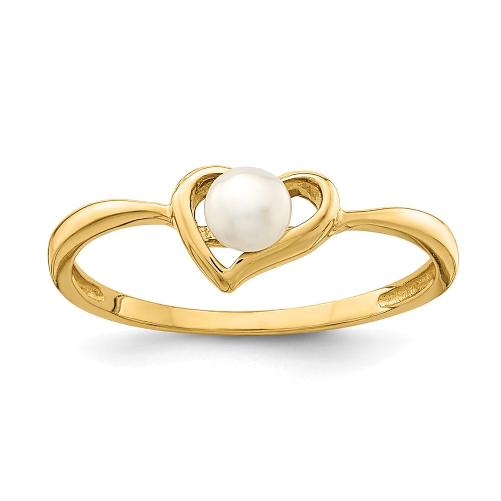 14k Yellow Gold 1.23 mm White Button Freshwater Cultured Pearl Ring Refundable Stock Size 4 Only
