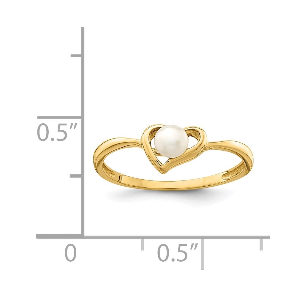 14k Yellow Gold 1.23 mm White Button Freshwater Cultured Pearl Ring Refundable Stock Size 4 Only