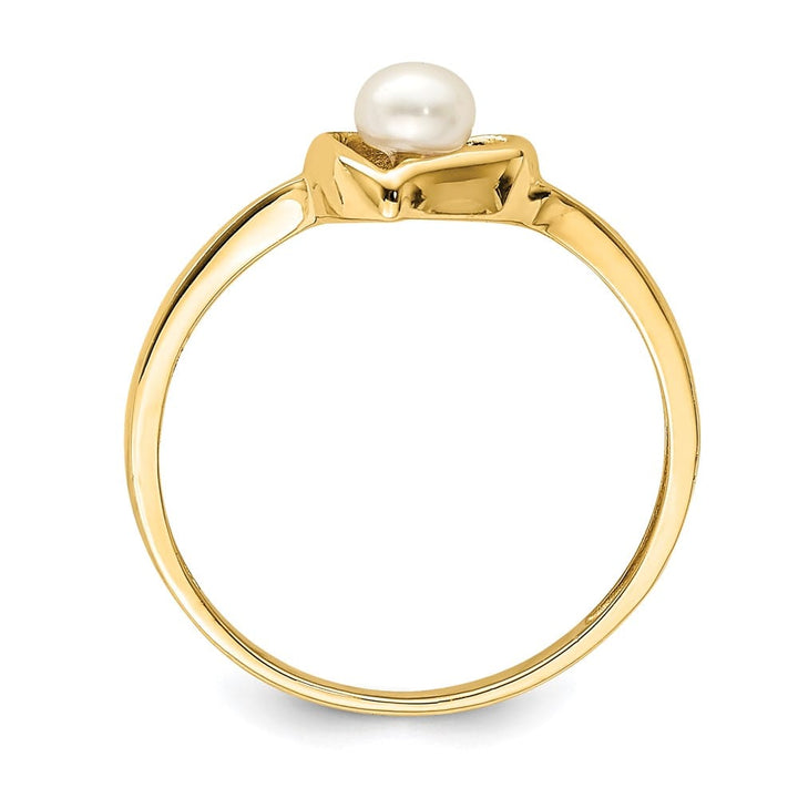 14k Yellow Gold 1.23 mm White Button Freshwater Cultured Pearl Ring Refundable Stock Size 4 Only