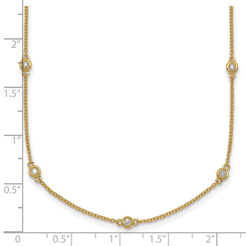 14K Yellow Gold 1/3 carat Diamond Chain 17-Station 20 inch Necklace