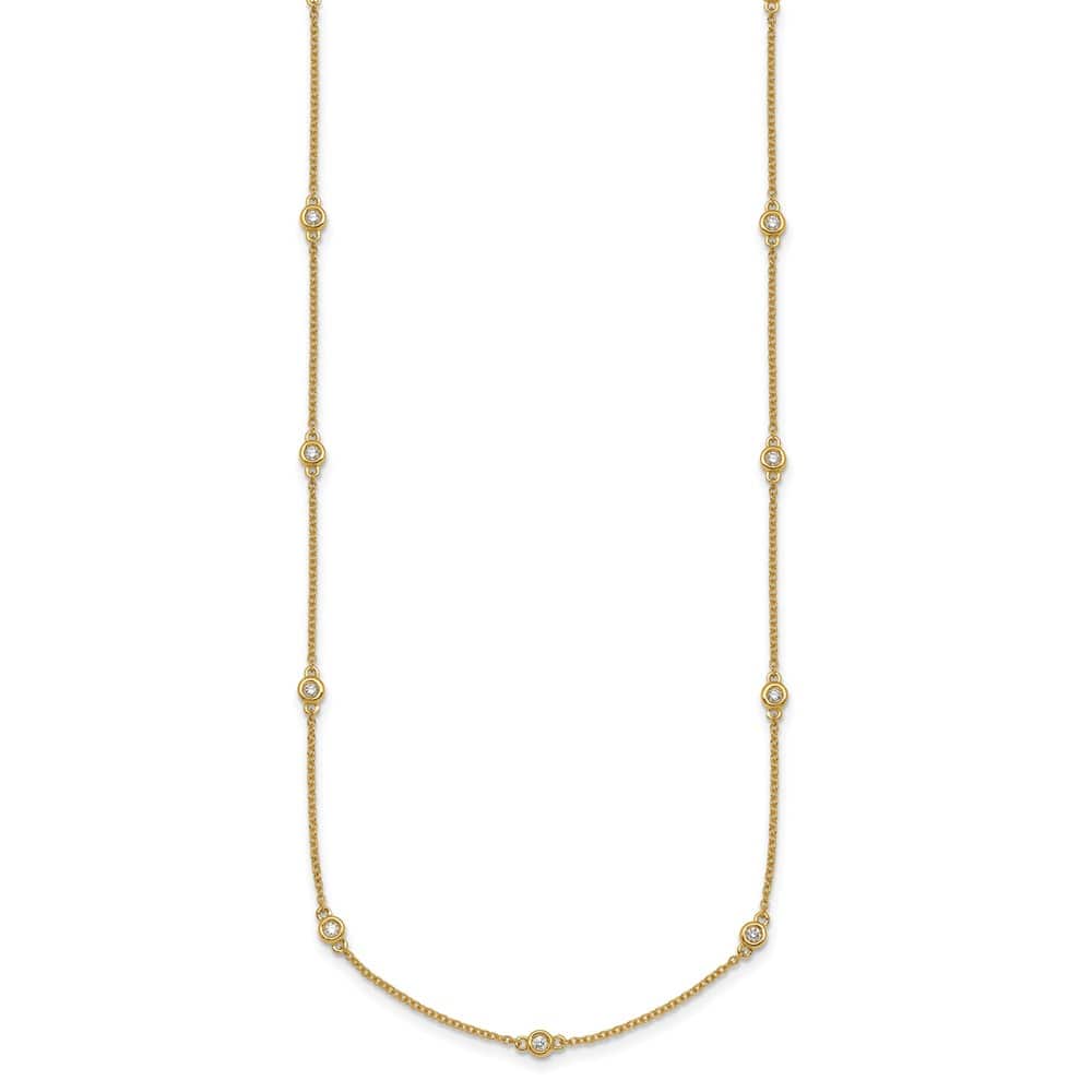 14K Yellow Gold 1/3 carat Diamond Chain 17-Station 20 inch Necklace