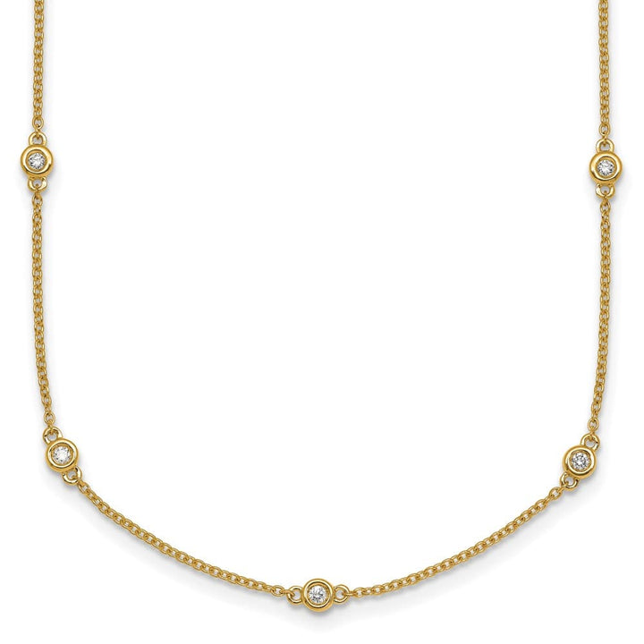 14K Yellow Gold 1/3 carat Diamond Chain 17-Station 20 inch Necklace