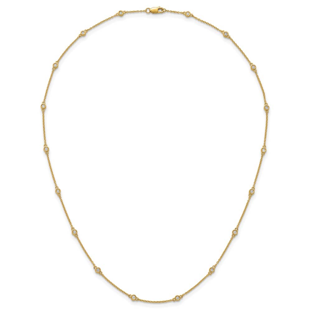 14K Yellow Gold 1/3 carat Diamond Chain 18-Station 18 inch Necklace