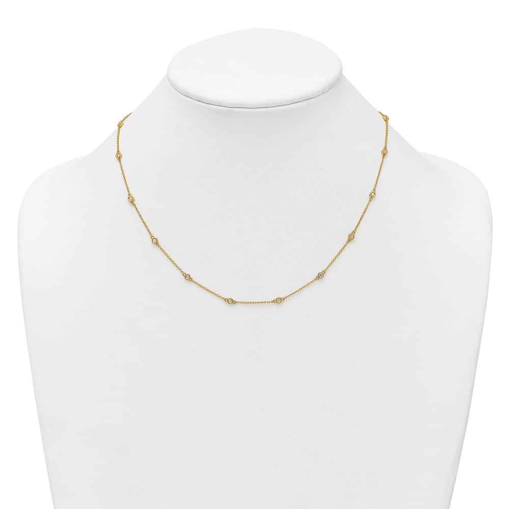 14K Yellow Gold 1/3 carat Diamond Chain 18-Station 18 inch Necklace