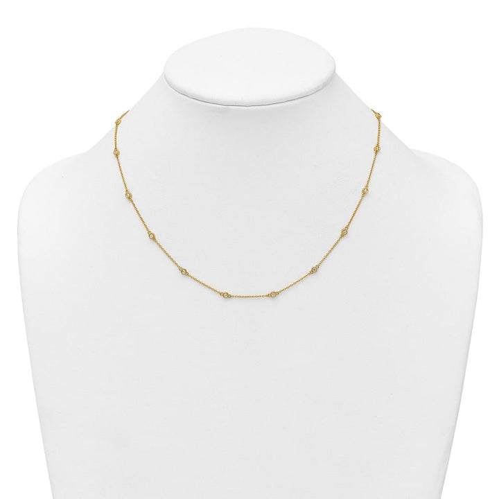 14K Yellow Gold 1/3 carat Diamond Chain 18-Station 18 inch Necklace