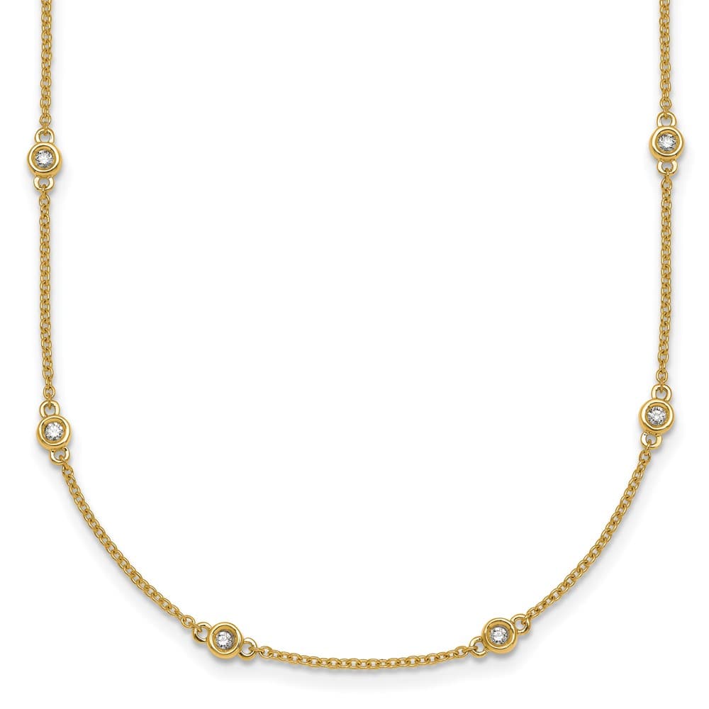 14K Yellow Gold 1/3 carat Diamond Chain 18-Station 18 inch Necklace