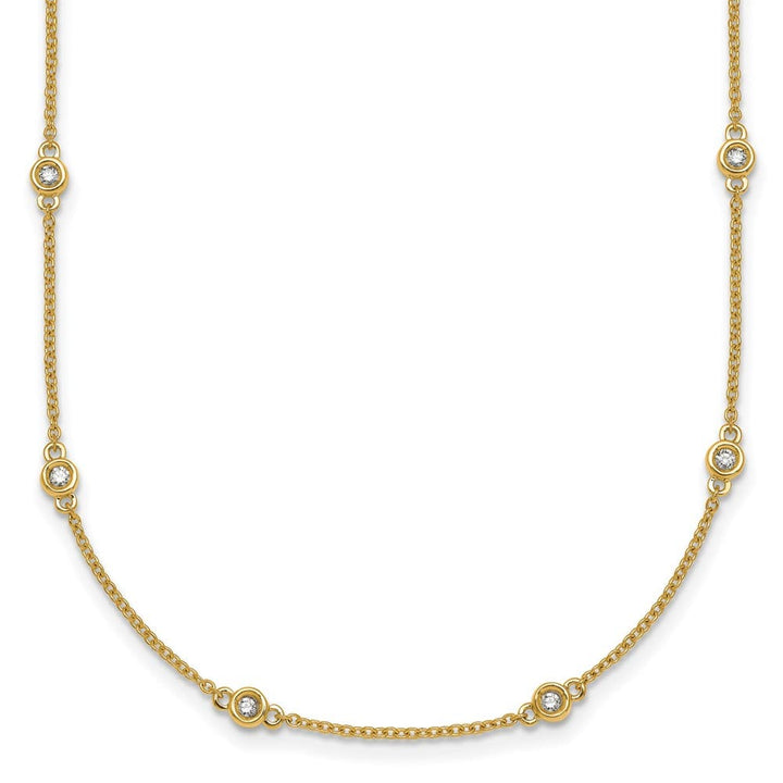 14K Yellow Gold 1/3 carat Diamond Chain 18-Station 18 inch Necklace