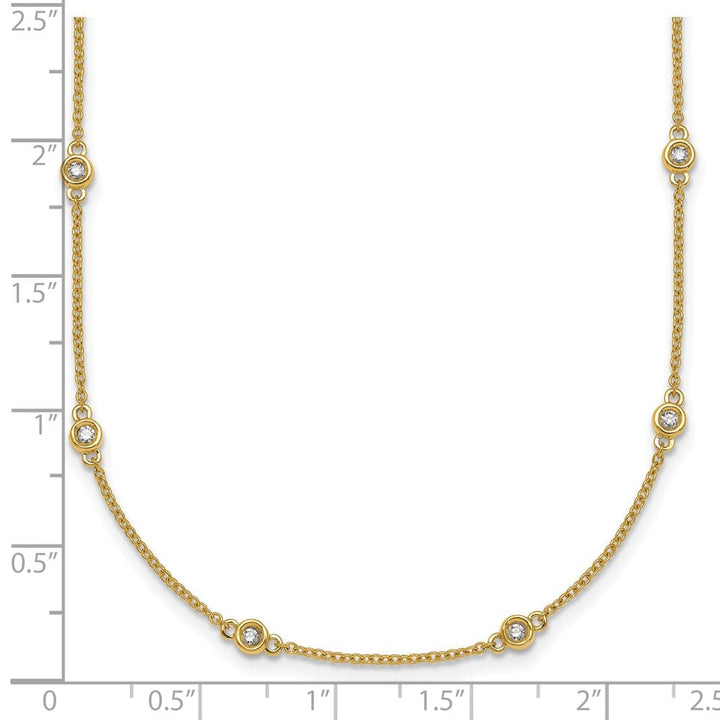 14K Yellow Gold 1/3 carat Diamond Chain 20-Station 20 inch Necklace
