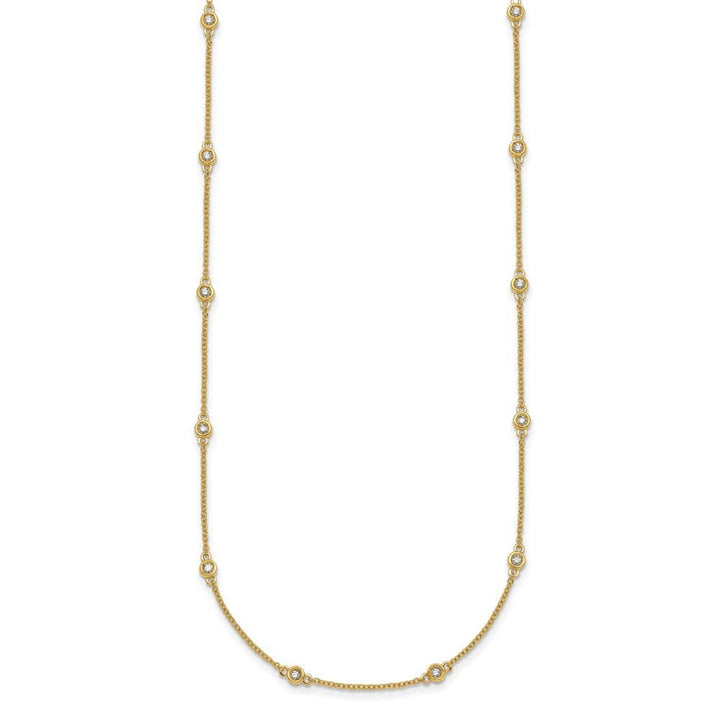 14K Yellow Gold 1/3 carat Diamond Chain 20-Station 20 inch Necklace
