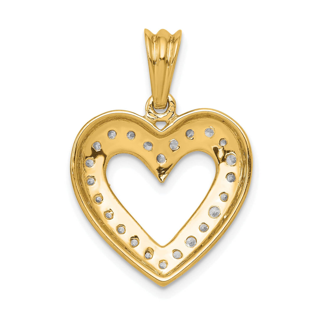 14K Yellow Gold 1/3 carat Lab Grown Diamond Complete Heart Pendant