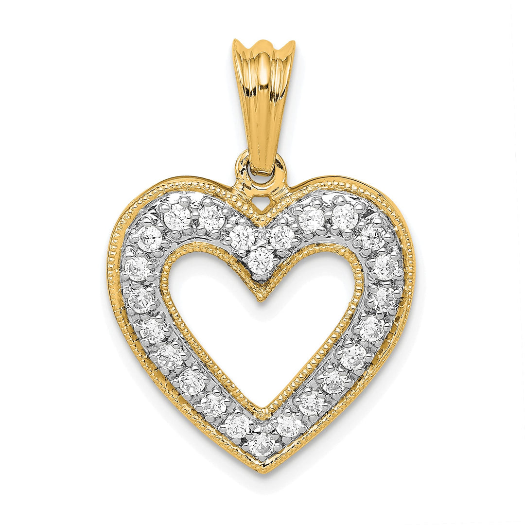 14K Yellow Gold 1/3 carat Lab Grown Diamond Complete Heart Pendant