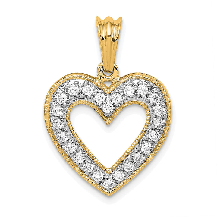 14K Yellow Gold 1/3 carat Lab Grown Diamond Complete Heart Pendant