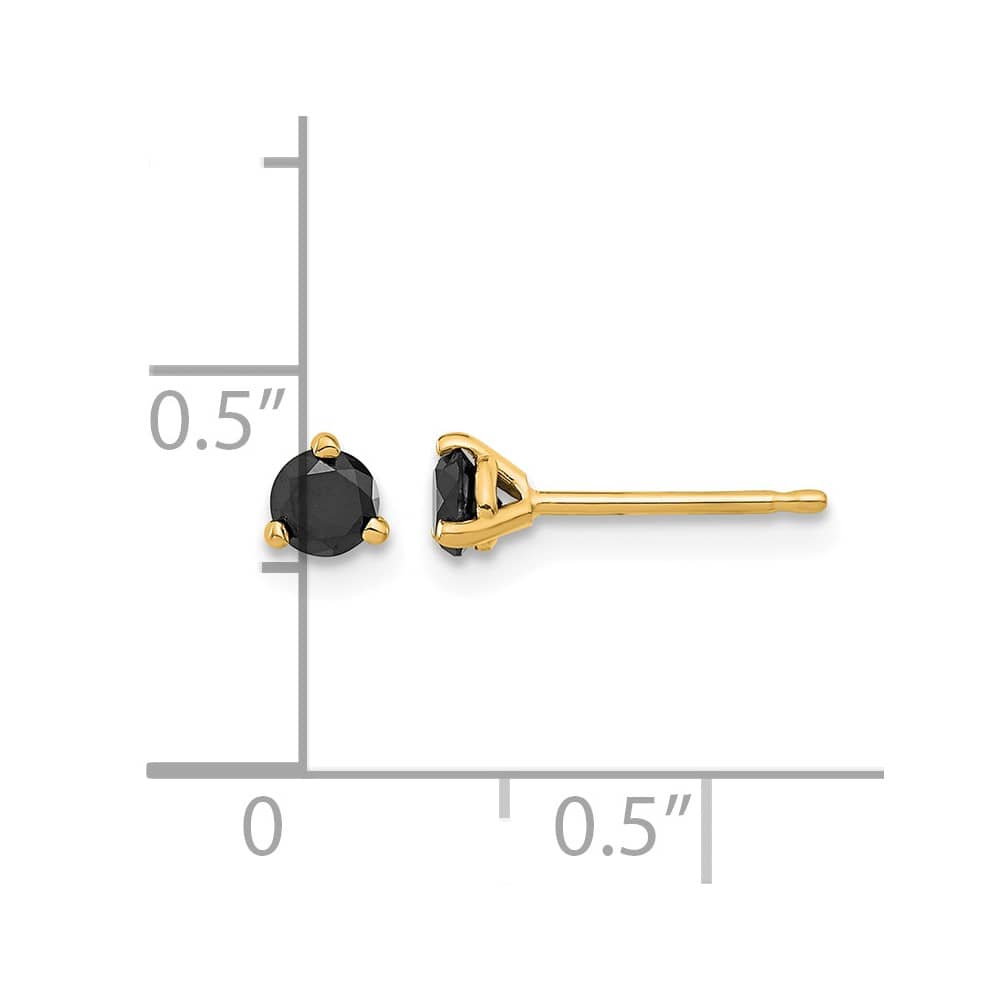 14K Yellow Gold 1/3 ct Black Diamond Stud Earrings