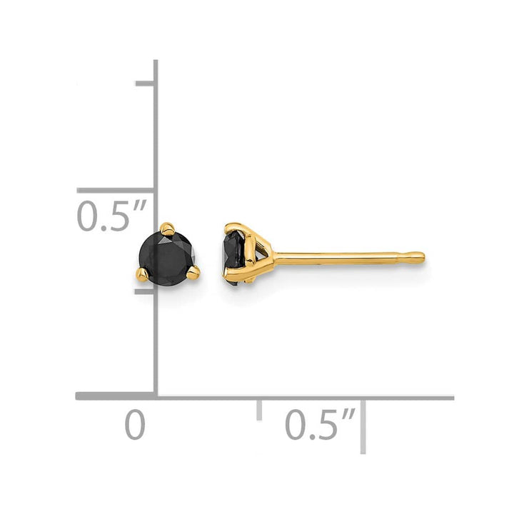 14K Yellow Gold 1/3 ct Black Diamond Stud Earrings
