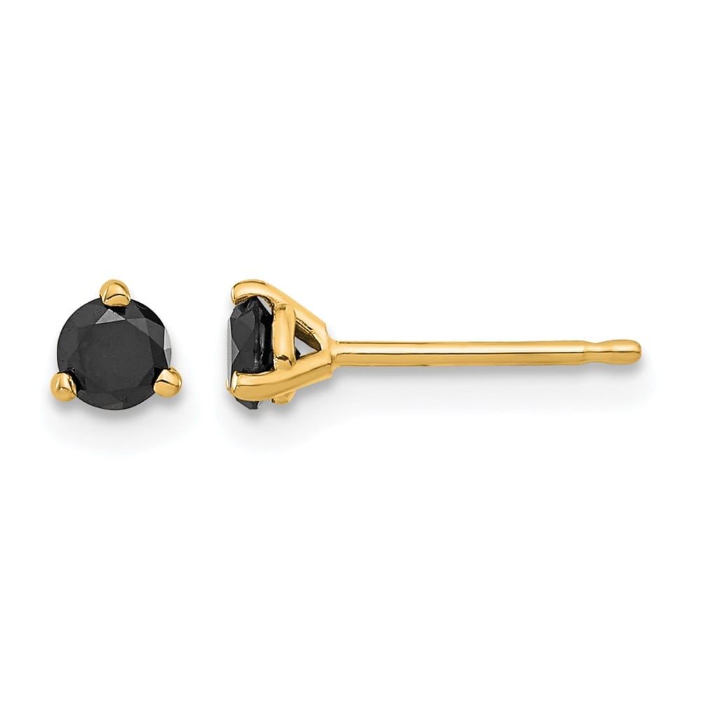 14K Yellow Gold 1/3 ct Black Diamond Stud Earrings