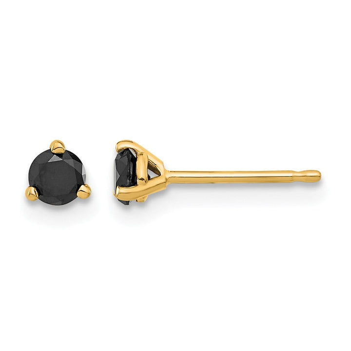 14K Yellow Gold 1/3 ct Black Diamond Stud Earrings