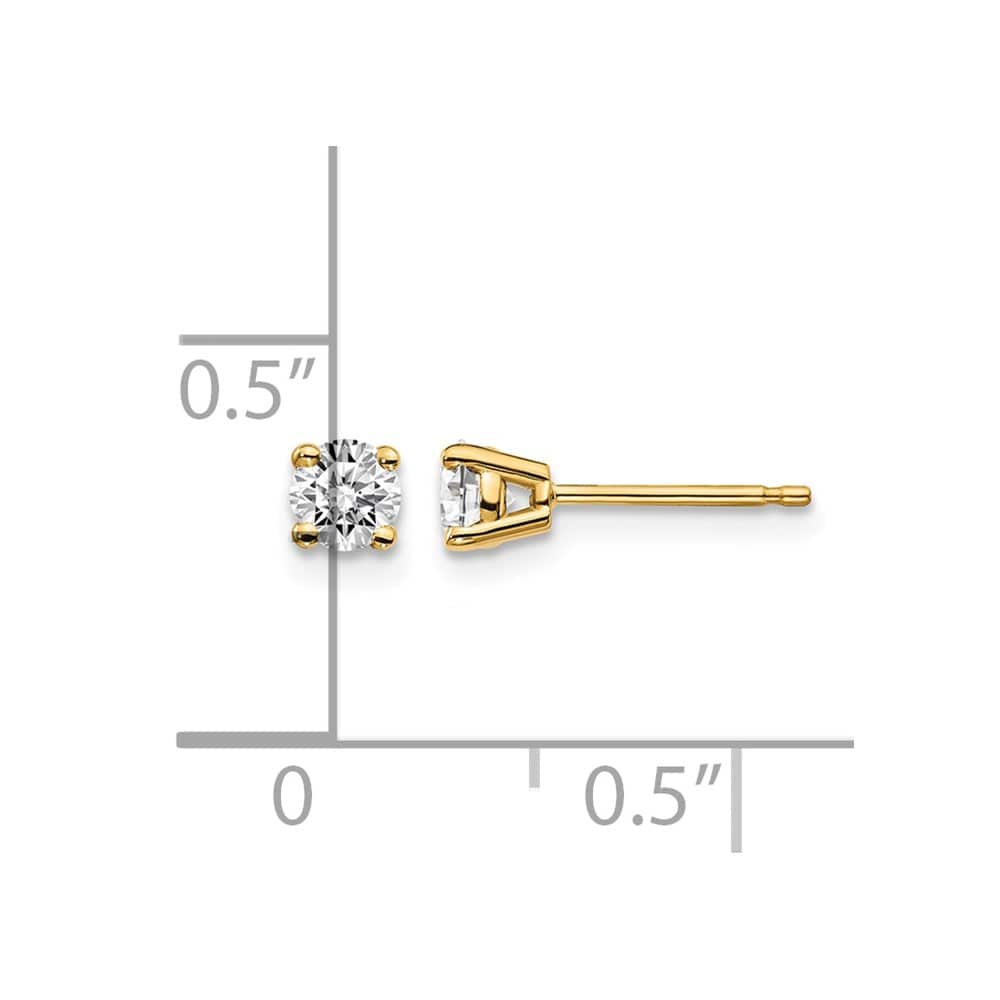 14K Yellow Gold 1/3 ct I1 J-K Diamond Push Back Stud Earrings