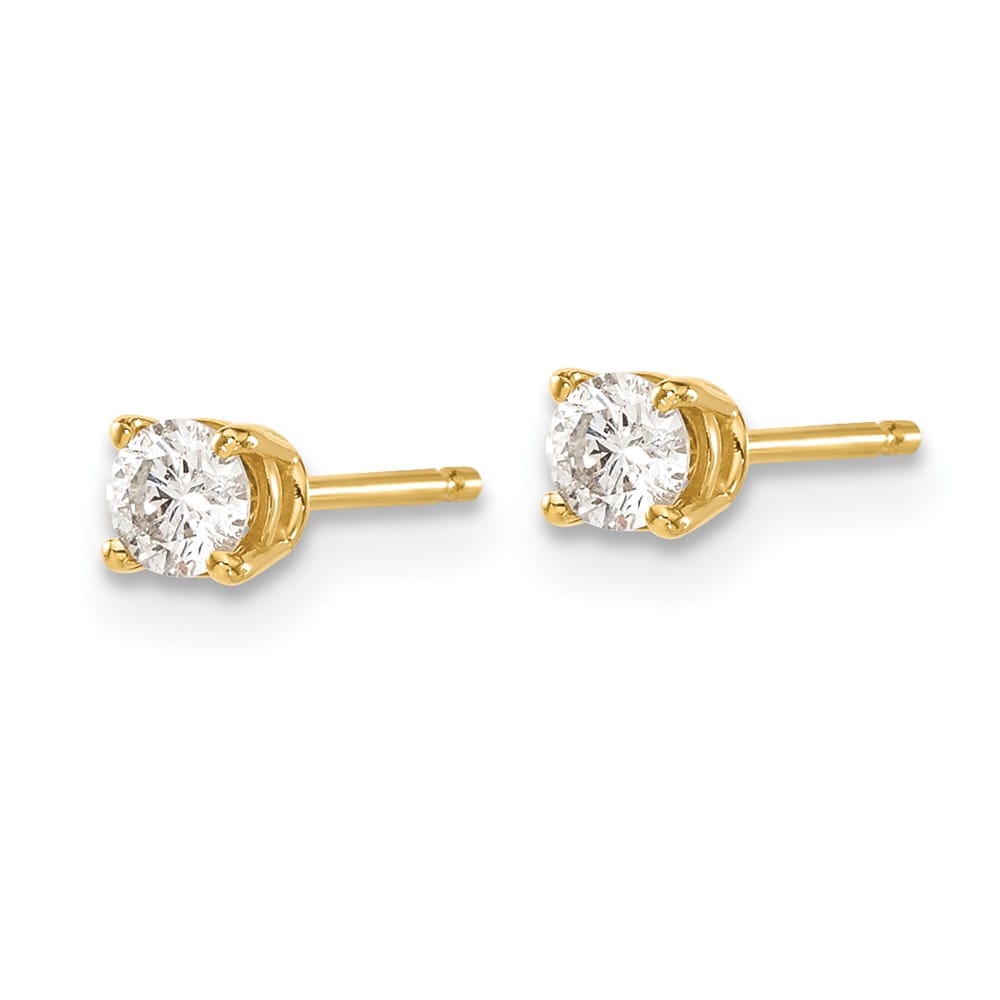 14K Yellow Gold 1/3 ct I1 J-K Diamond Push Back Stud Earrings