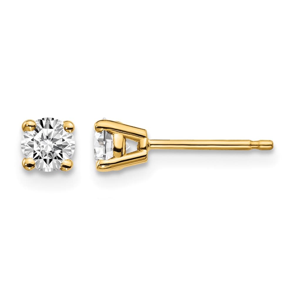14K Yellow Gold 1/3 ct I1 J-K Diamond Push Back Stud Earrings