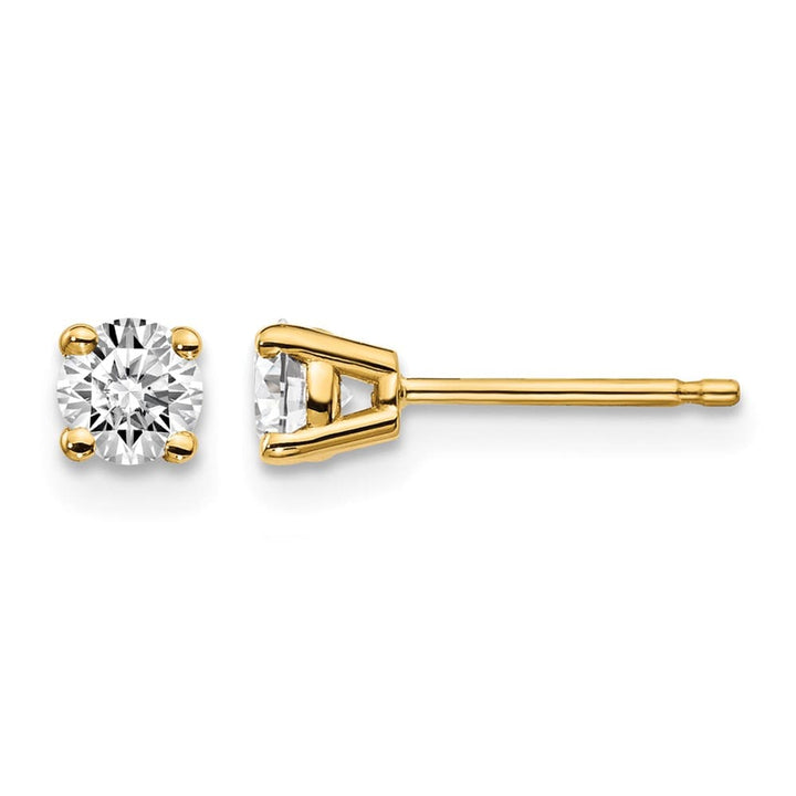 14K Yellow Gold 1/3 ct I1 J-K Diamond Push Back Stud Earrings