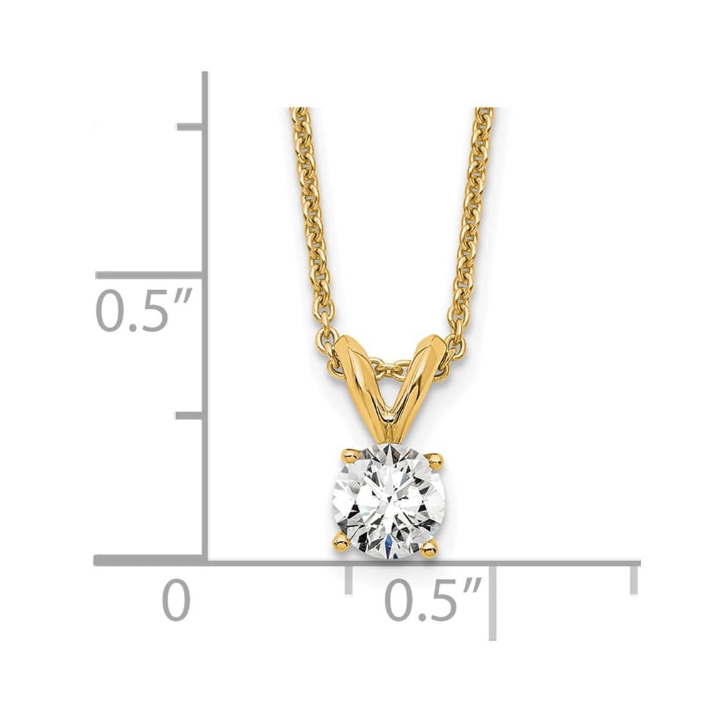 14K Yellow Gold 1/3 ct Lab Grown Diamond Solitaire 18 inch Necklace
